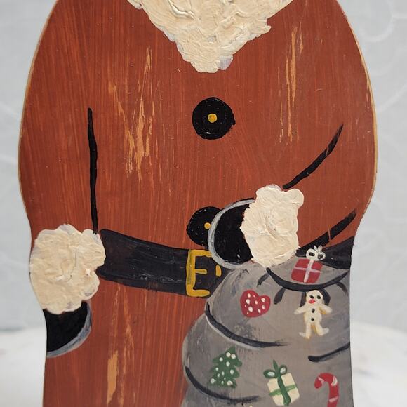 VINTAGE Wooden Carved Santa Claus Figure‎ 10" Handpainted Christmas Folk Art - Picture 8 of 12